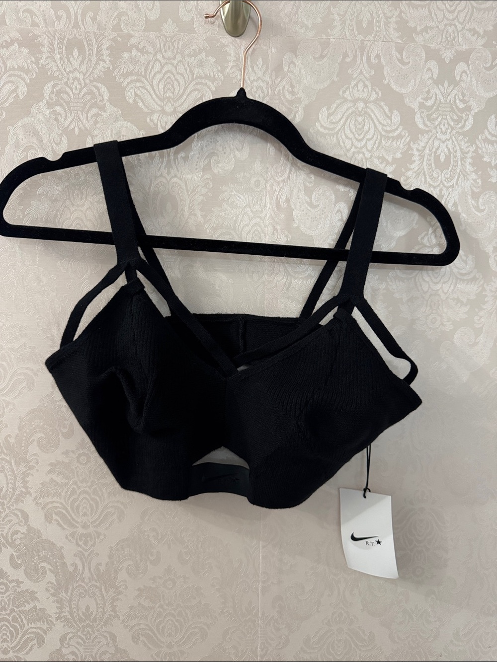 Nike Black Strappy Crop Bralette by Riccardo Tisci